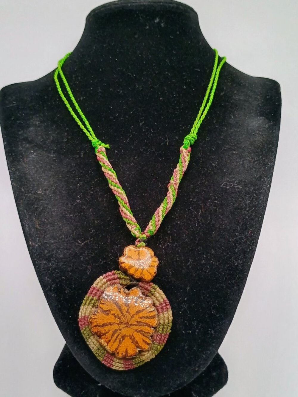 Handmade Macrame Necklace with Ayahuasca Flower - Amazonian Spiritual Amulet